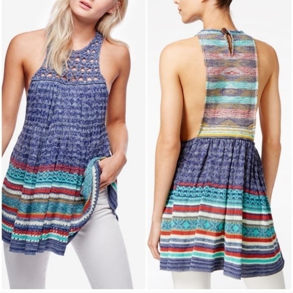 FREE PEOPLE RARE HEARTS SLEEVELESS TUNIC, SZ LARGE - Picture 5 of 14